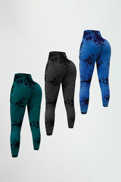 Printed High Waist Active Leggings - T - 5 COLORS -