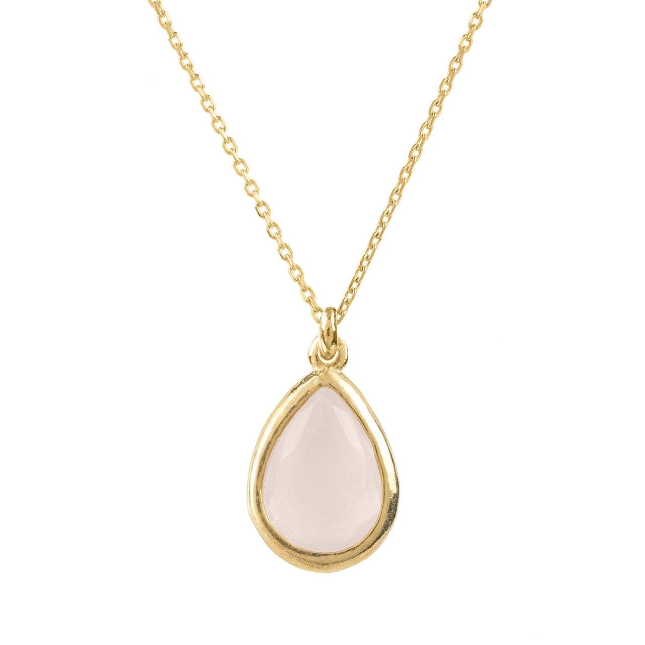 LATELITA - Pisa Mini Teardrop Necklace Gold Rose Quartz -