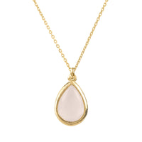 Thumbnail for LATELITA - Pisa Mini Teardrop Necklace Gold Rose Quartz -