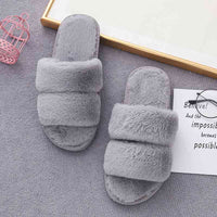 Thumbnail for Faux Fur Double Strap Slippers - T - 5 COLORS -