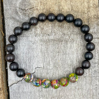 Thumbnail for Grove - Rainbow Jasper & Ebony Blackwood Mala Beaded Bracelet -