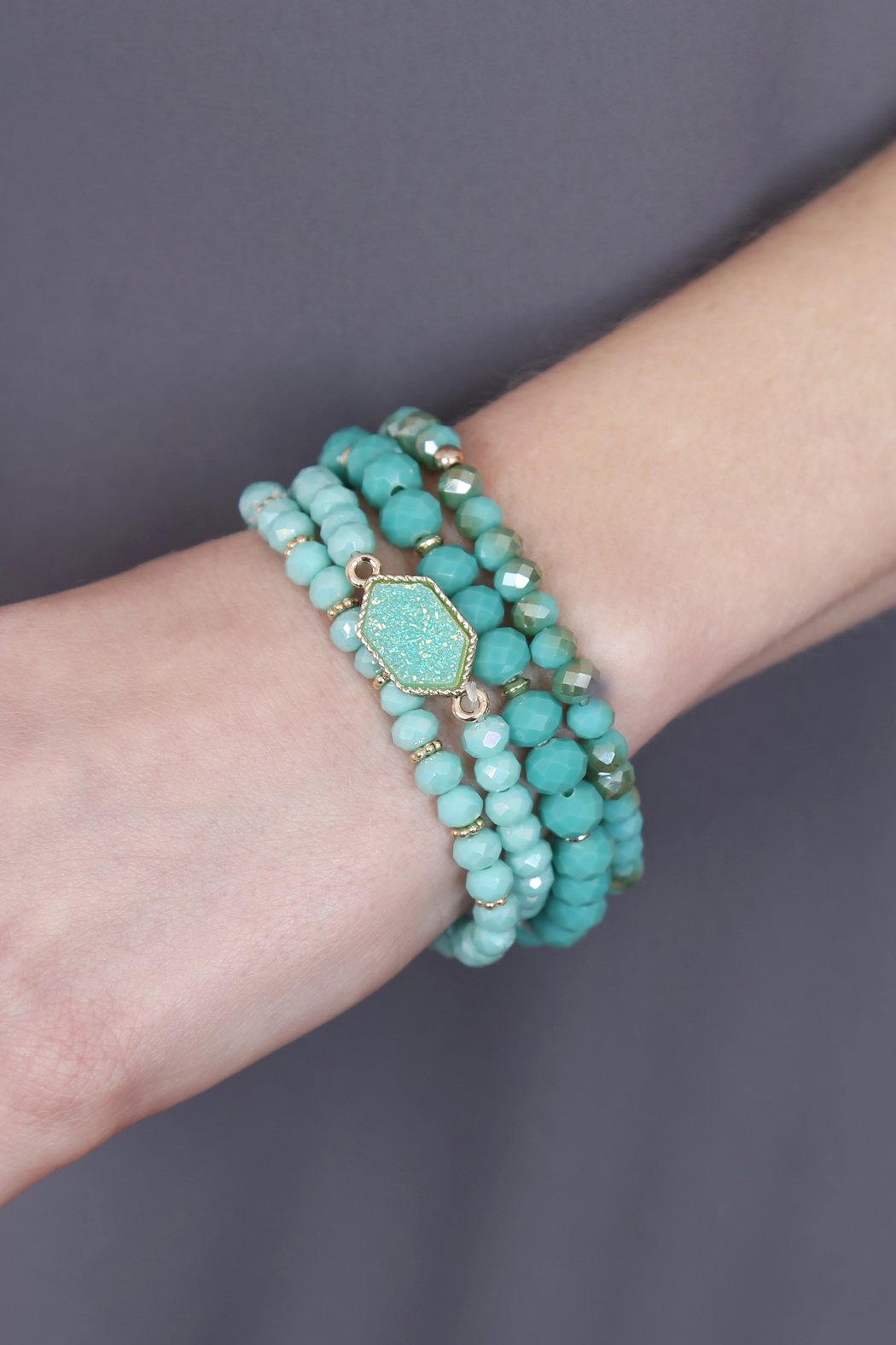 Druzy Glass Beads Bracelet Set - 7 COLORS