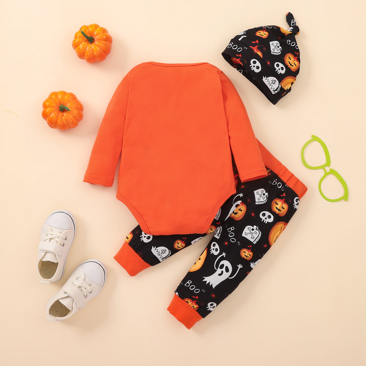 MY FIRST HALLOWEEN Graphic Bodysuit and Printed Long Pants Set - 3 PCS. - T - 1 COLOR -