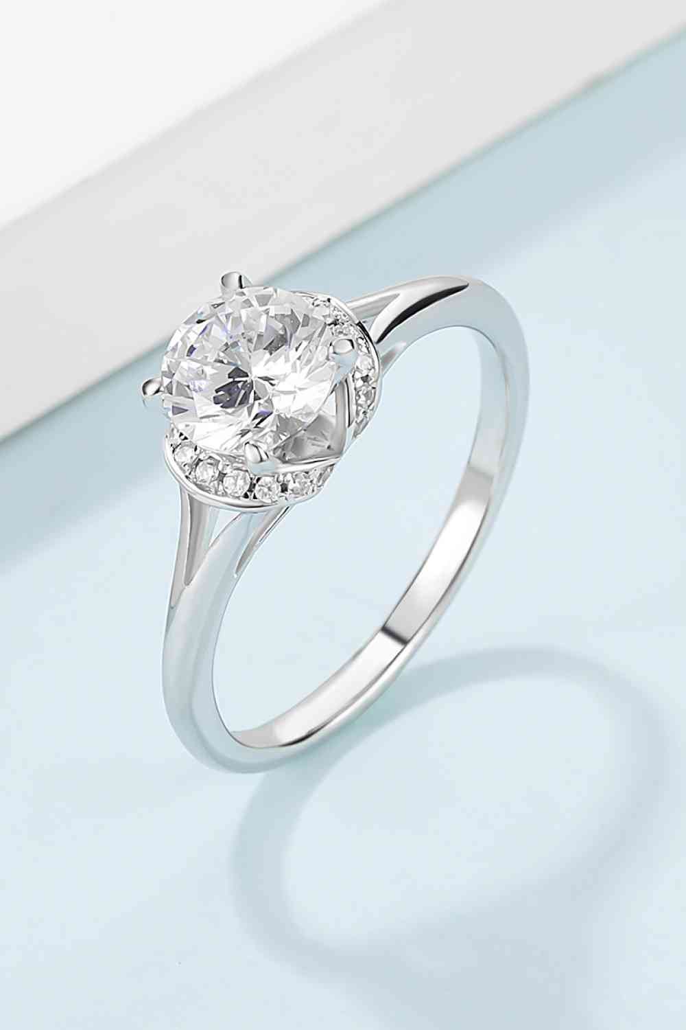 1 Carat Moissanite 925 Sterling Silver Split Shank Ring