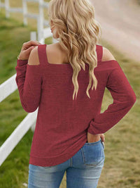 Thumbnail for Full Size Cutout Cold Shoulder Blouse - T - 6 COLORS -