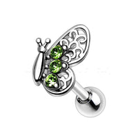 Thumbnail for 316L Stainless Steel Green Butterfly Cartilage Earring -