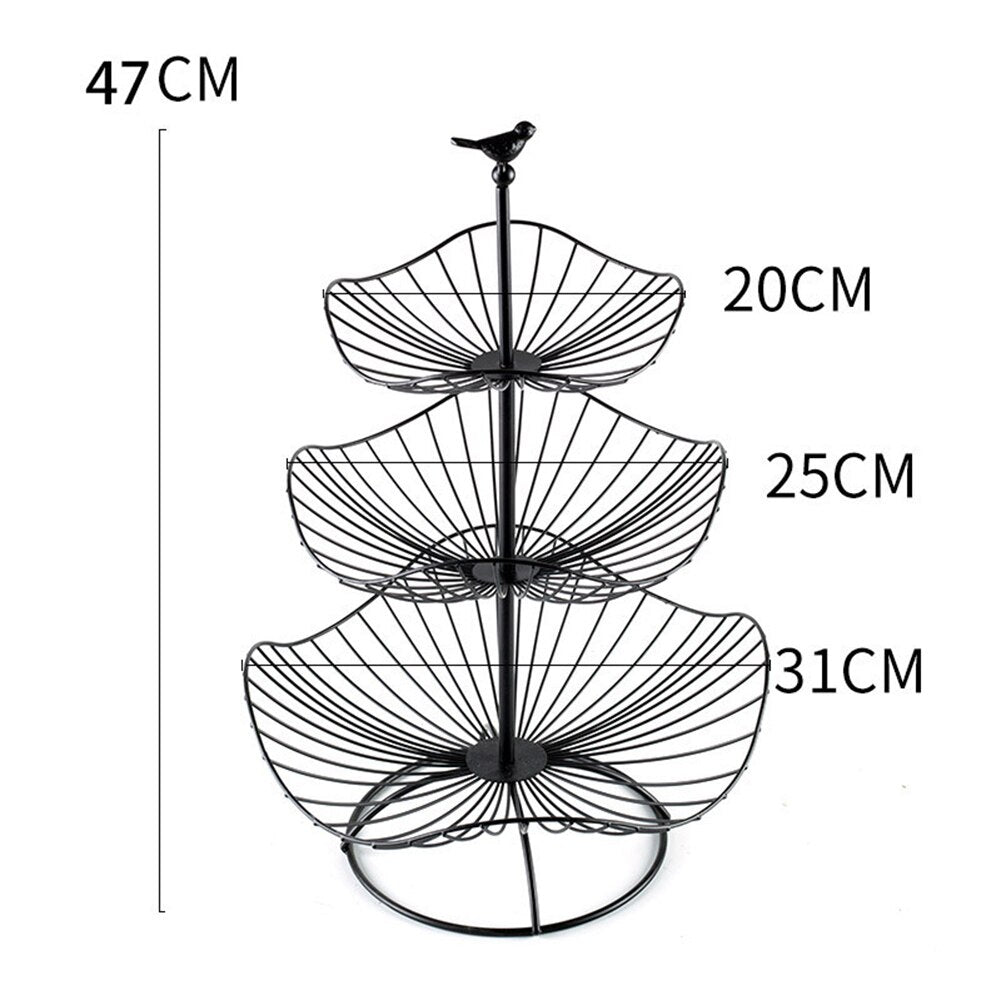 Iron Fruit Basket Stand - 3 Tier Fruit Trays - Cake Trays - Dessert / Snacks Trays - Vegetables - Snacks Storage Tray Stand - [28 DAY DELIVERY] - 11 COLORS/SHAPES/DESIGNS - CHECK 'EM OUT! -