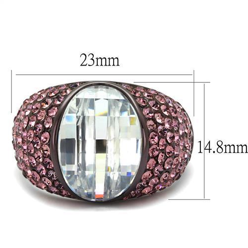 IP Dark Brown (IP Coffee) Stainless Steel Ring With AAA Grade CZ in Clear -