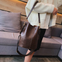 Thumbnail for ClaudiaG - Blake Shoulder Bag - Chocolate Croc - 1 COLOR -