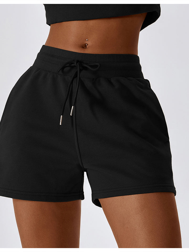 Drawstring Smocked Waist Sports Shorts - T - 4 COLORS -