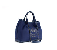 Thumbnail for GUNAS NEW YORK - RUTH - Dark Blue Vegan Canvas Tote / comes with make-up bag & dust pouch - 1 COLOR -