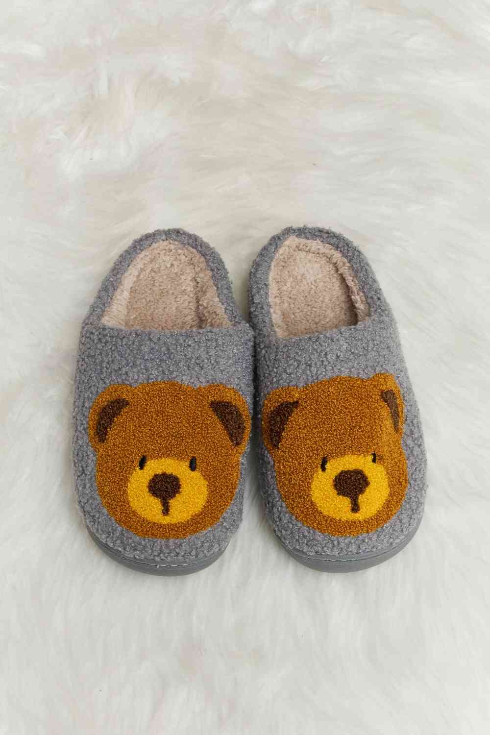 Melody Teddy Bear Print Plush Slide Slippers - T - 6 COLORS -