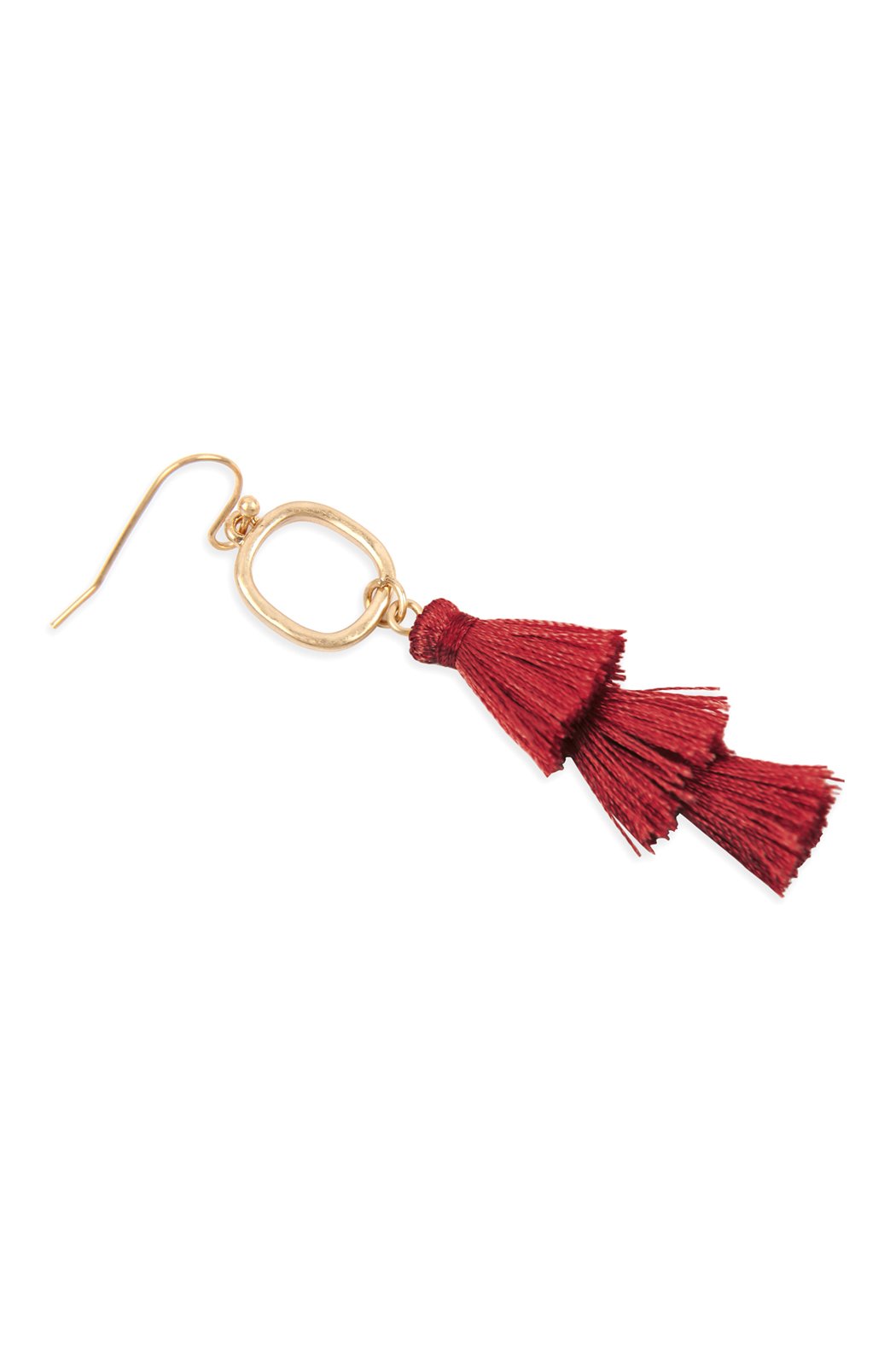 Three Drop Tassel With Metal Hook Earrings - 11 COLORS -