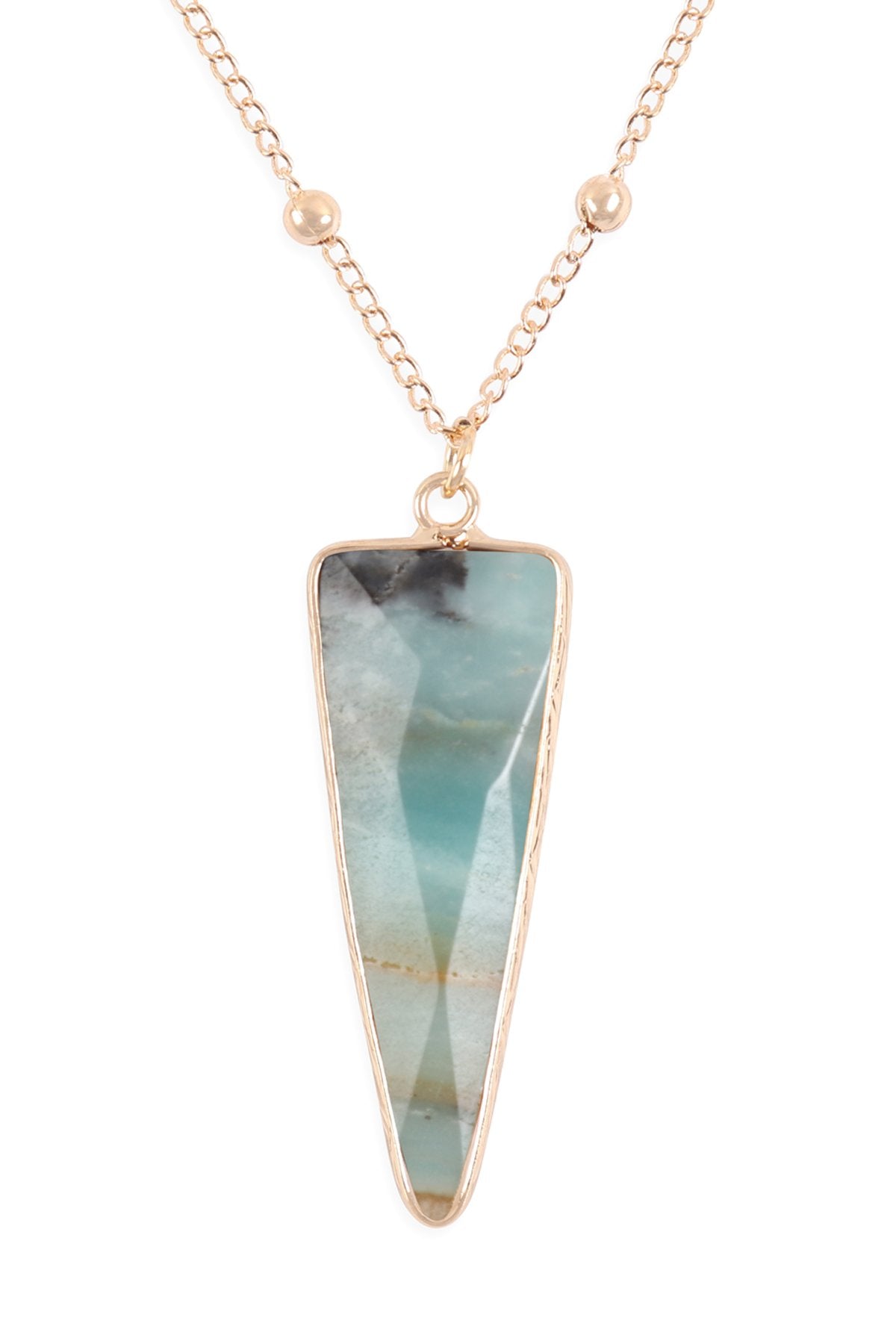 Arrowhead Shape Stone Pendant Necklace - 6 COLORS -