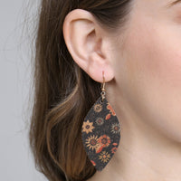 Thumbnail for Flower Print Cork Marquise Earrings- Style 1 - 3 COLORS -