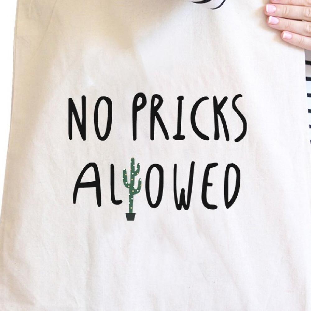 No Pricks Allowed Natural Canvas Bag -Tote Bag -