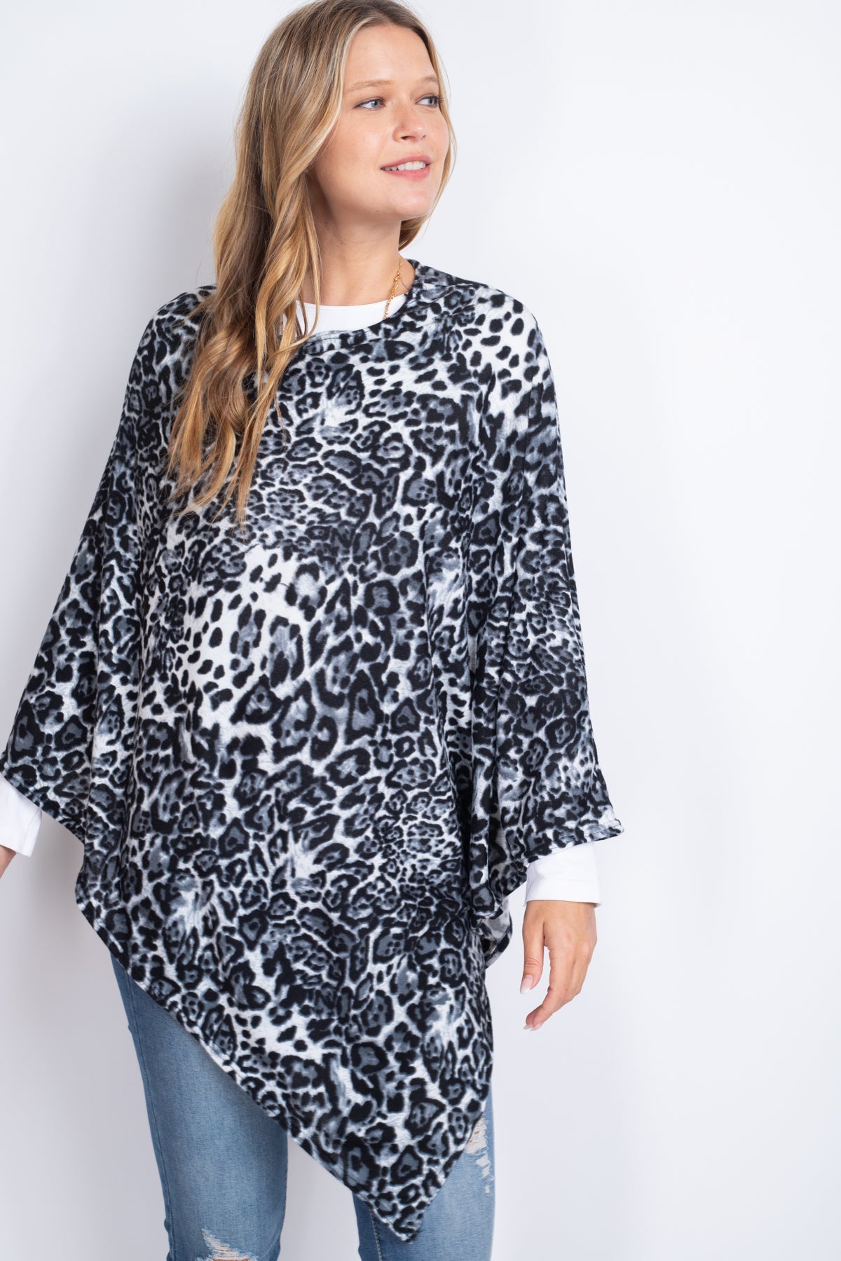 Riah Fashion - All Year Round Leopard Poncho - 3 COLORS -