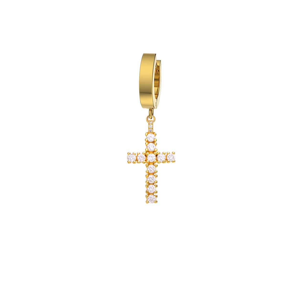 Mister - Gem Cross Earring - 3 FINISHES -