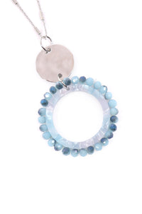 Thumbnail for Riah Fashion - Glass Beaded Hoop Pendant Necklace - 6 COLORS