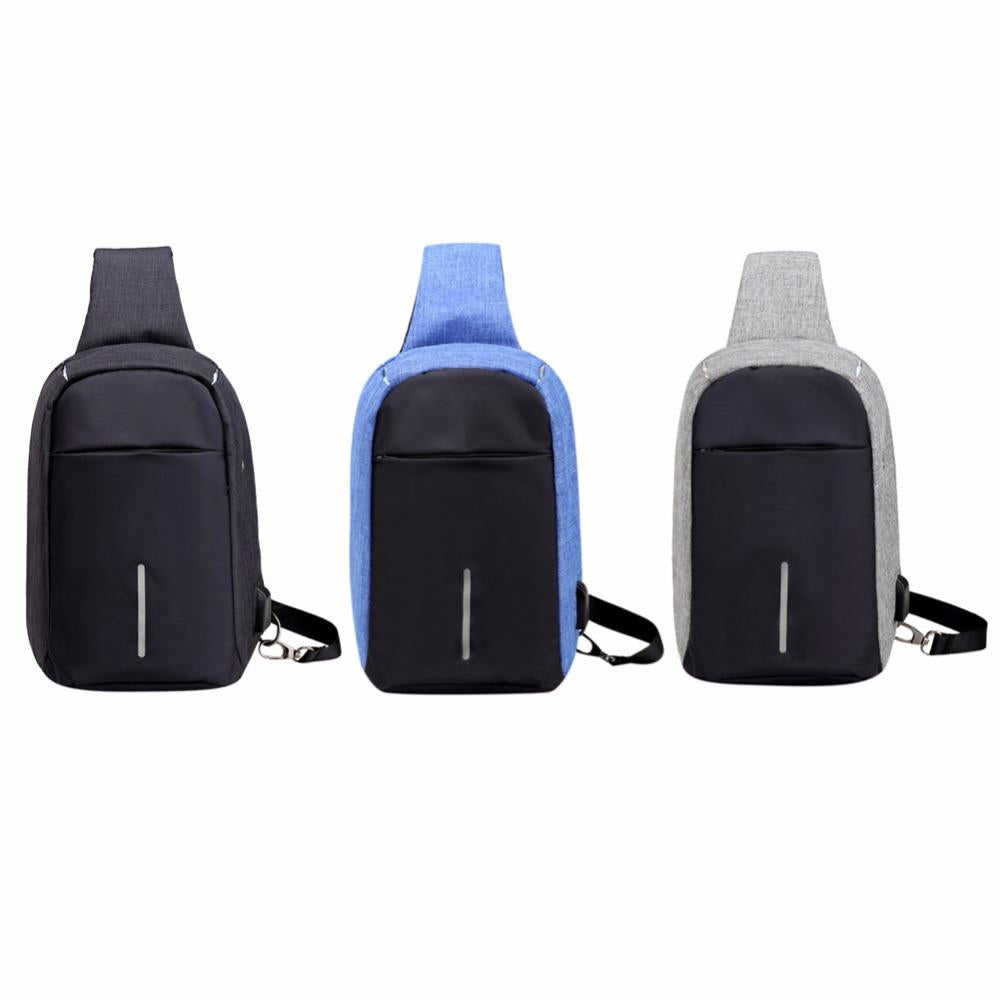 External USB Charging & Ear bud securing Incline Shoulder Bag - 3 COLORS -