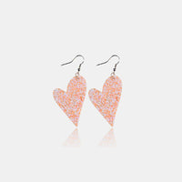 Thumbnail for Faux Leather Iron Hook Sequin Heart Earrings - T - 1 COLOR -