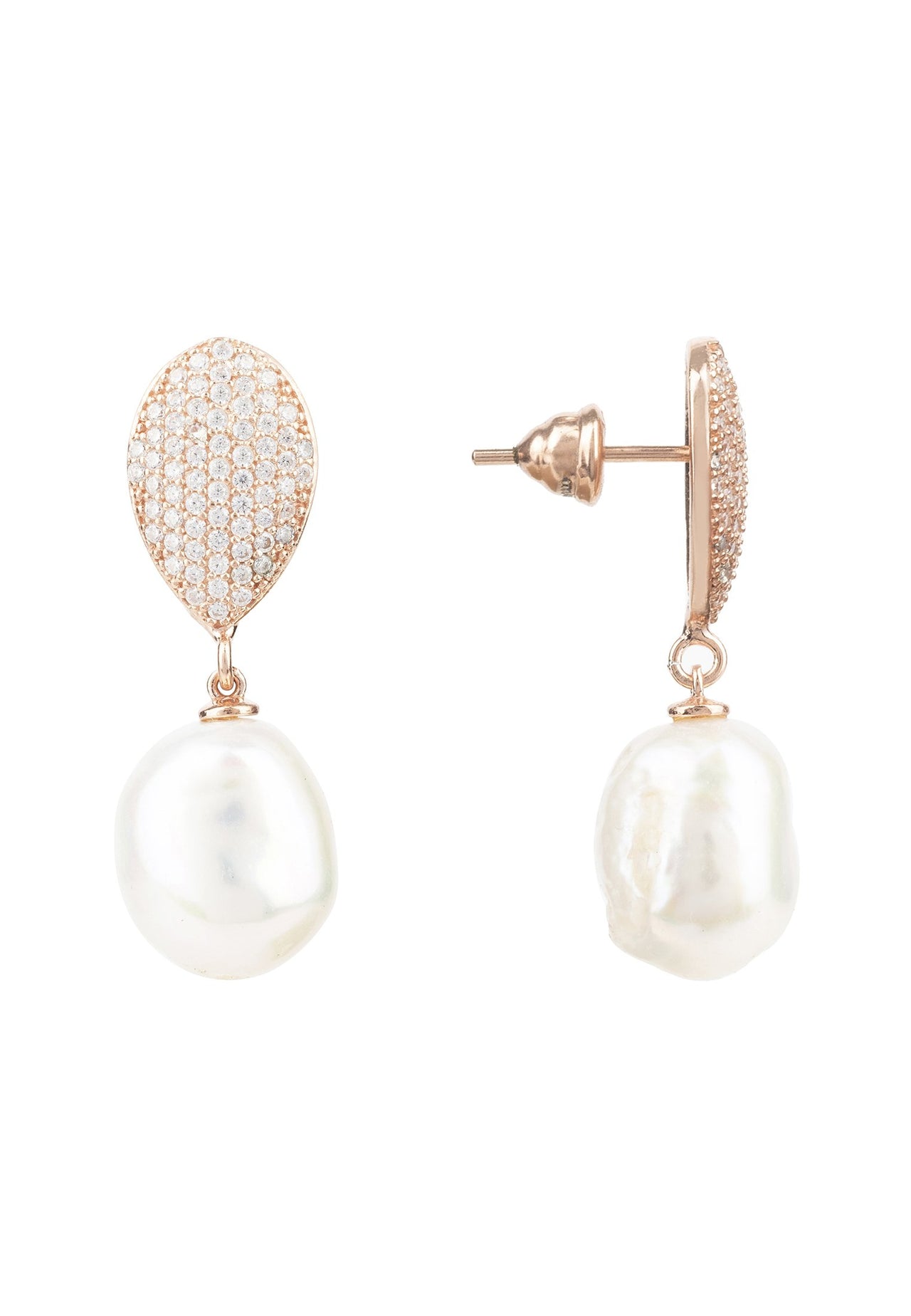 LATELITA - Baroque Pearl Classic Drop Earrings - Rosegold -