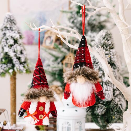 2-Piece Christmas Gnomes Hanging Ornaments set - 7.1" - 2 PCS. - [5-10 DAY DELIVERY] - T - 2 TYPES/STYLES/SET -