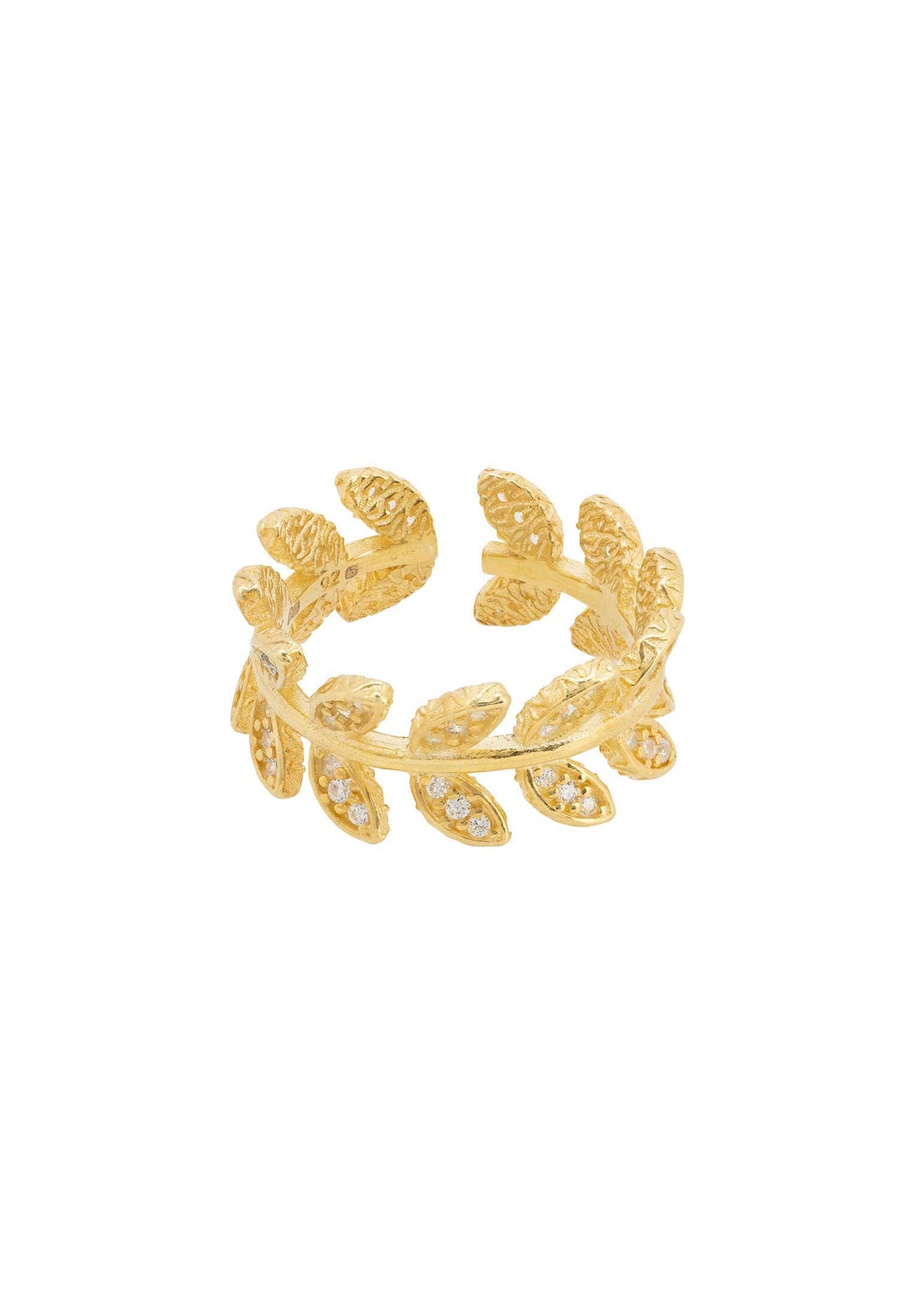 LATELITA - Curled Vine Leaf Adjustable Ring Gold -