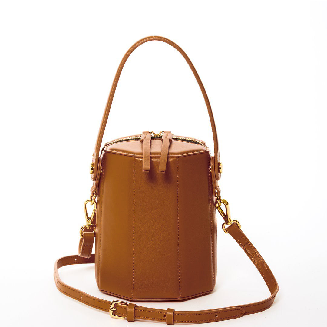 Harper Amber Brown Leather Bucket Bag -