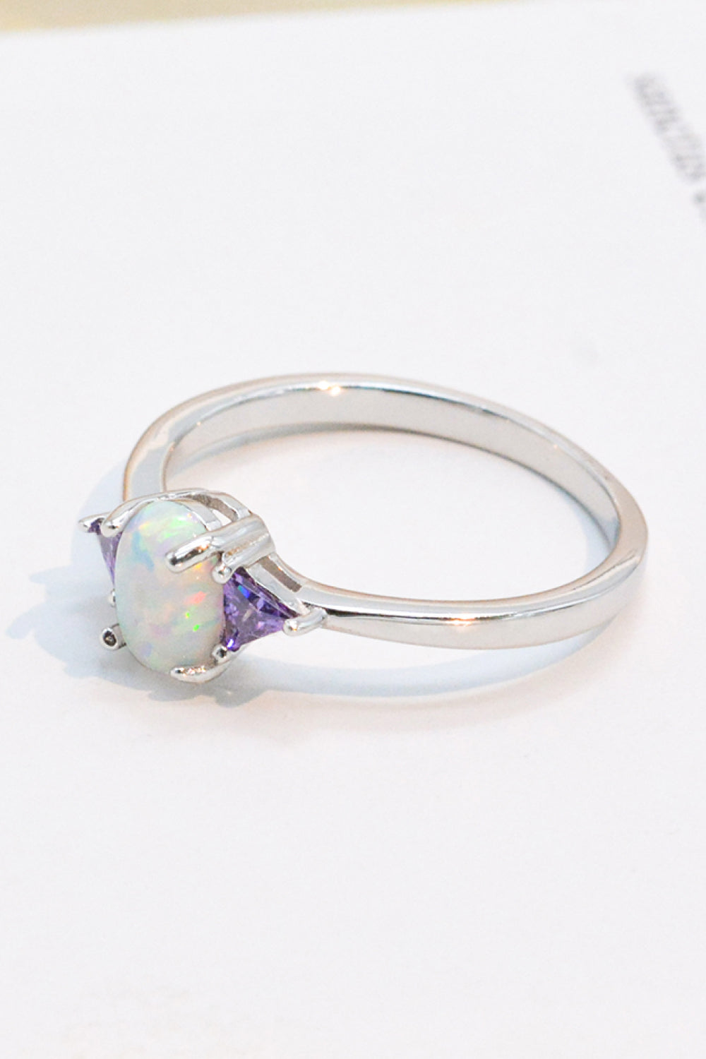 Contrast 925 Sterling Silver Opal Ring - T - SIZES 6 THRU 9 - 4 COLORS -