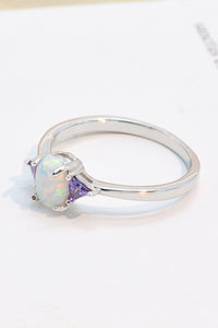 Thumbnail for Contrast 925 Sterling Silver Opal Ring - T - SIZES 6 THRU 9 - 4 COLORS -