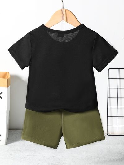 TEDDY BEAR Round Neck Short Sleeve Top and Shorts Set - 2 PCS. - T - 1 COLOR -