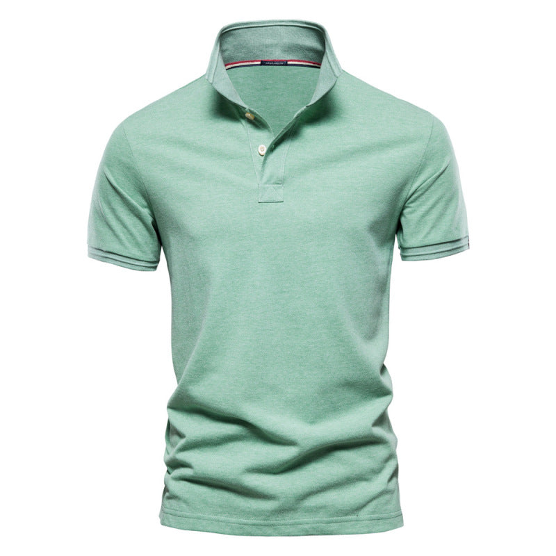 Men's solid color lapel casual short-sleeved POLO shirt - K - 7 COLORS -