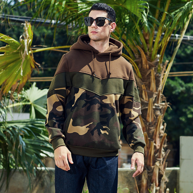 Men's casual color block and contrast fashion hooded sweatshirt - K - 5 COLORS -