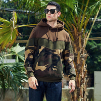 Thumbnail for Men's casual color block and contrast fashion hooded sweatshirt - K - 5 COLORS -