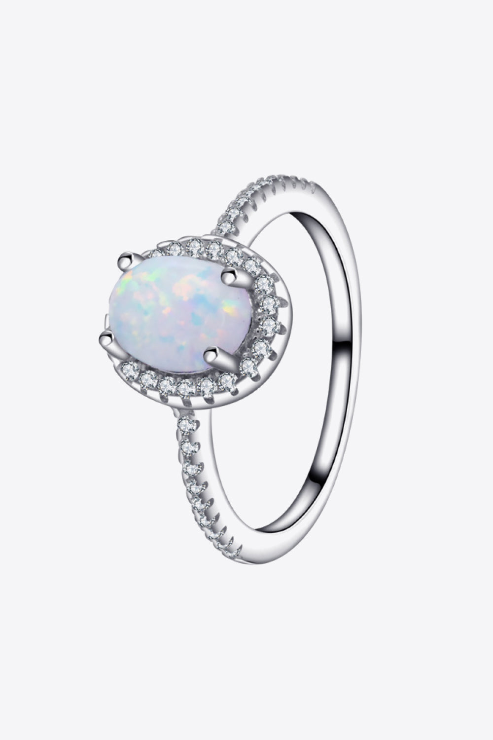 Opal 925 Sterling Silver Halo Ring - T - SIZES 5 THRU 10 - 1 COLOR -