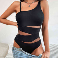 Thumbnail for Ribbed Asymmetrical Sleeveless Bodysuit - T - 1 COLOR -