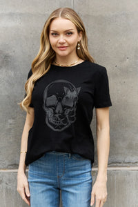 Thumbnail for Simply Love Simply Love Skull Butterfly Graphic Cotton T-Shirt - T - 2 COLORS -