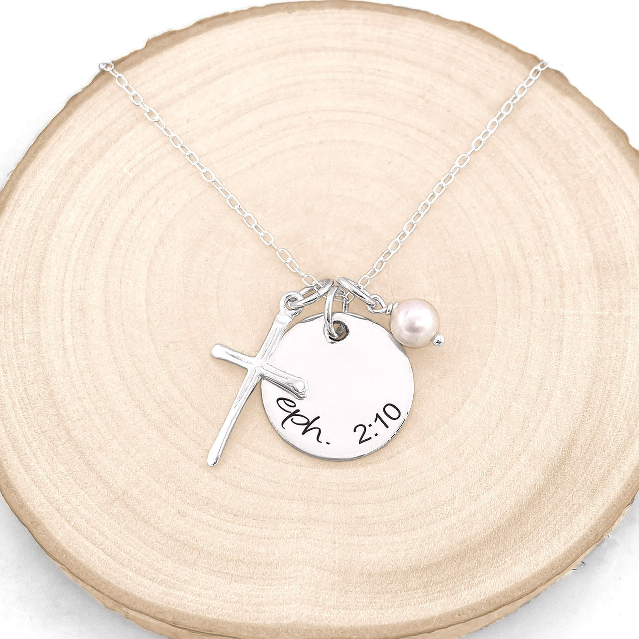 Cross Necklace With Custom Bible Verse -