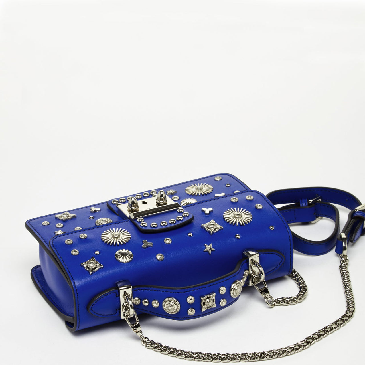 The Hollywood Studded Leather Crossbody Bag Cobalt Blue -