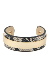 Thumbnail for Snake Skin Leather Cuff Bracelet - 4 COLORS -