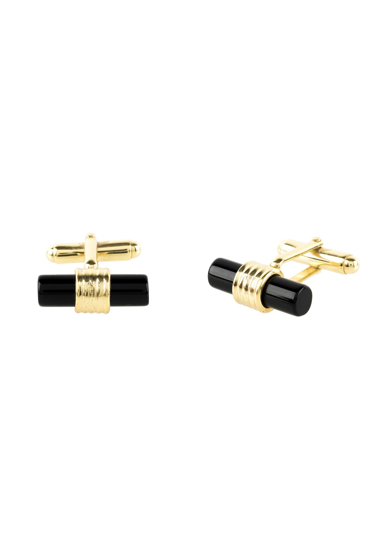 LATELITA - Cylindrical Cufflink Gold Black Onyx -