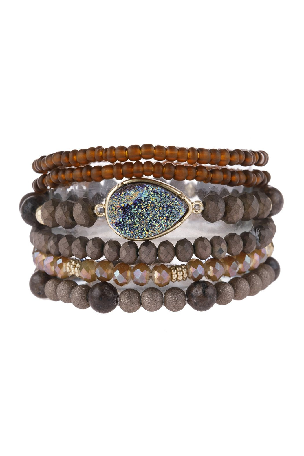 Teardrop Druzy Mixed Beads Bracelet - 8 COLORS -