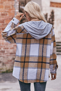 Thumbnail for Plaid Dropped Shoulder Hooded Jacket - T - 5 COLORS -