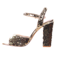 Thumbnail for Sequin Open Toe High Heel Sandal (Gold)