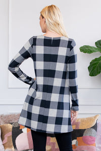 Thumbnail for Riah Fashion - Hacci Plaid Pocket Tunic - 1 COLOR -