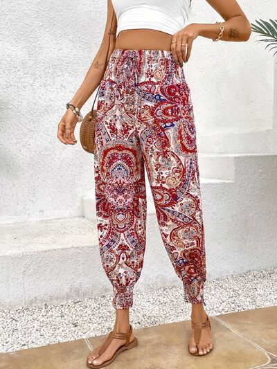 Tied Printed High Waist Pants - T - 2 COLORS -