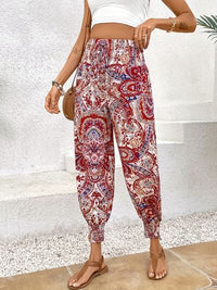 Thumbnail for Tied Printed High Waist Pants - T - 2 COLORS -