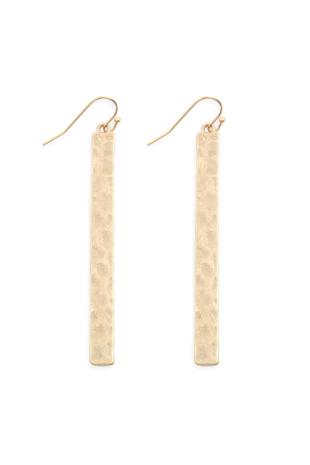 Bar Hammered Drop Earrings - 3 FINISHES -