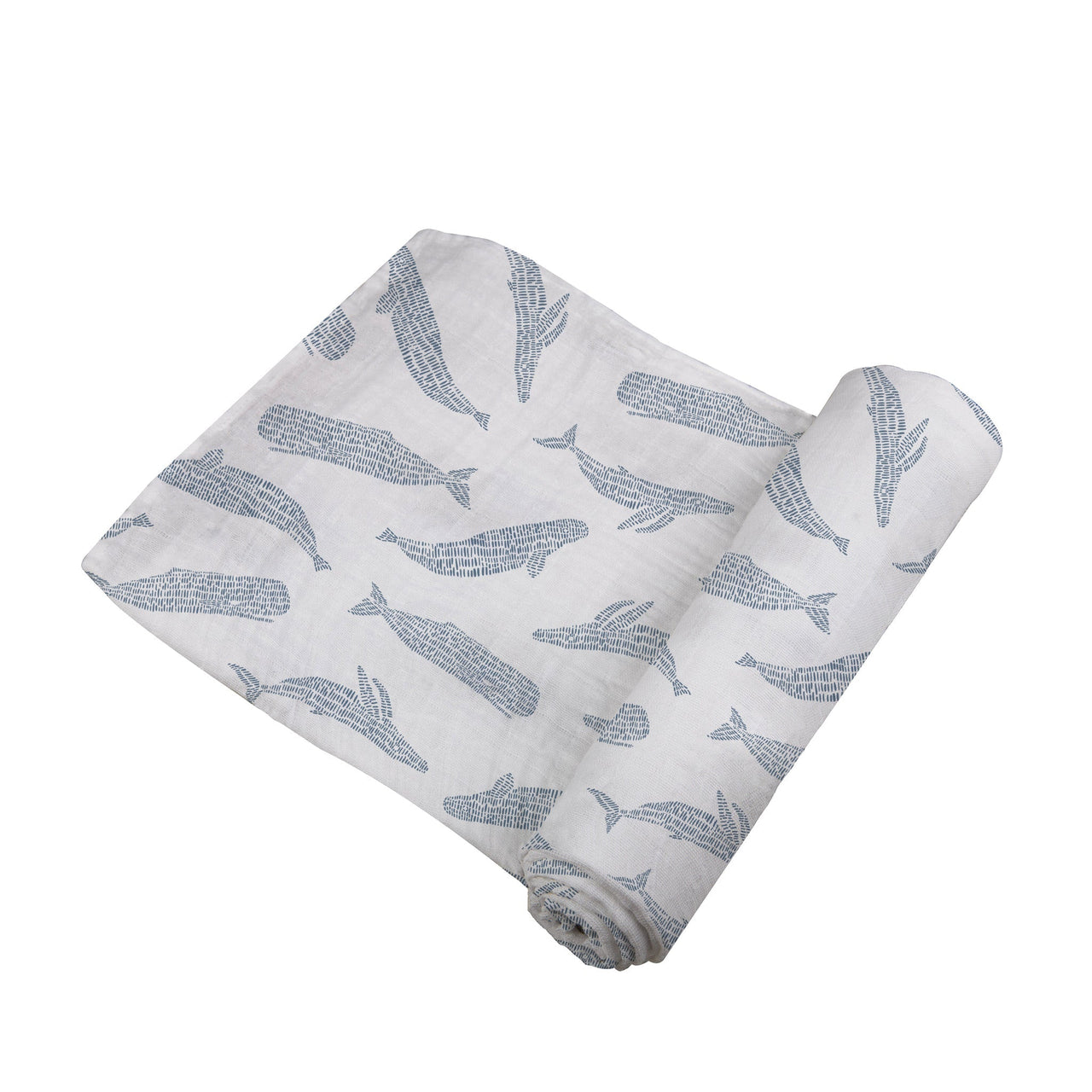 Newcastle - Blue Shadow Whales Bamboo Swaddle -